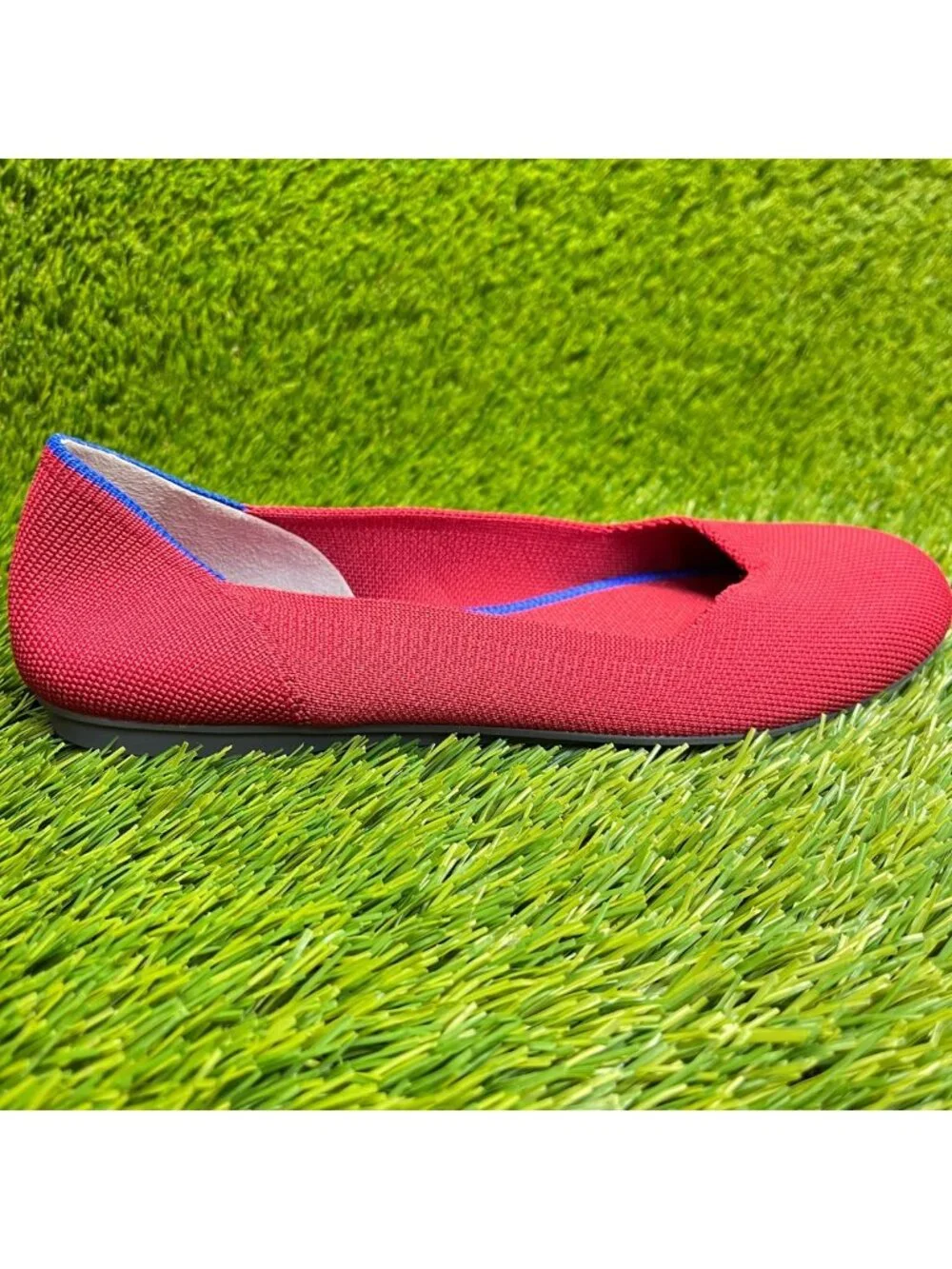 Rothy's The Flat Womens Size 6 Bright Red Casual Knit Slip-On Ballet Flats Shoes